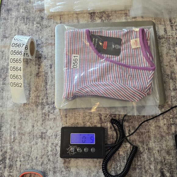 Levi's Shirt Womens Medium Purple Striped The Ribbed Tee Slim Fit Button Front - Picture 10 of 10